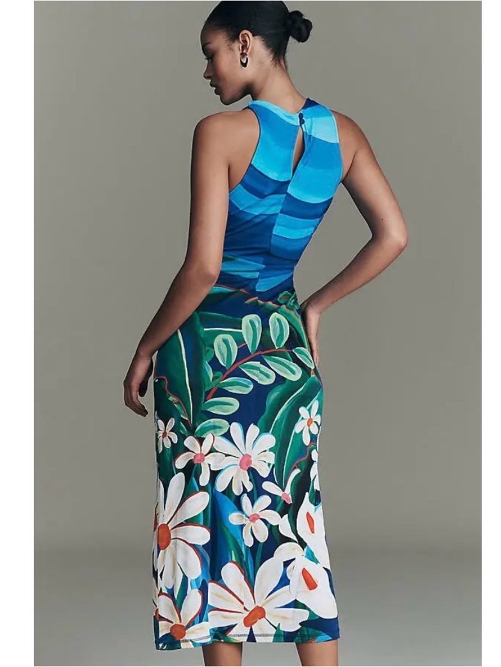 FARM RIO PRINTED SLEEVELESS MIDI DRESS - Floral Wave - Picture 3 of 3